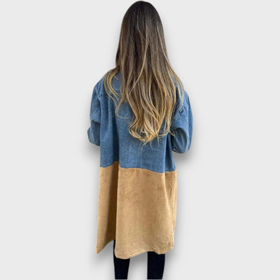Ariana – Denim- und Wildlederimitat-Mantel