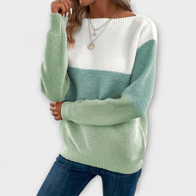 Clara - Eleganter Patchwork-Pullover in drei Farben