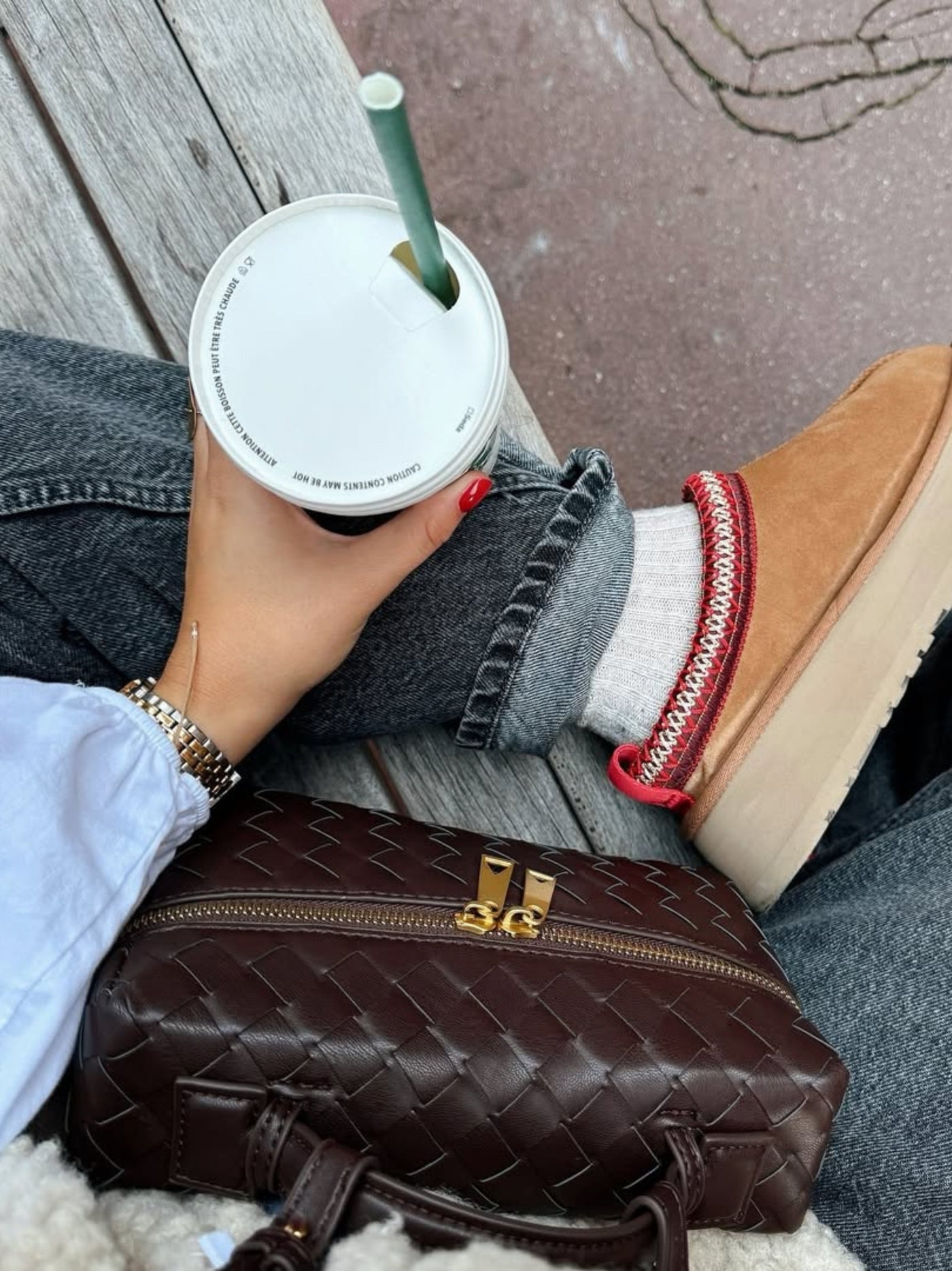 Juliette | Strukturierte Glänzende Woven Tasche