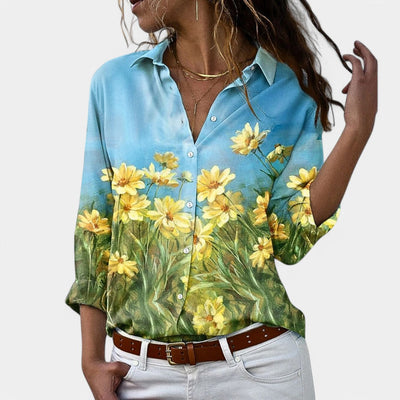 Tess | Damenbluse mit langen Ärmeln und elegantem Druck