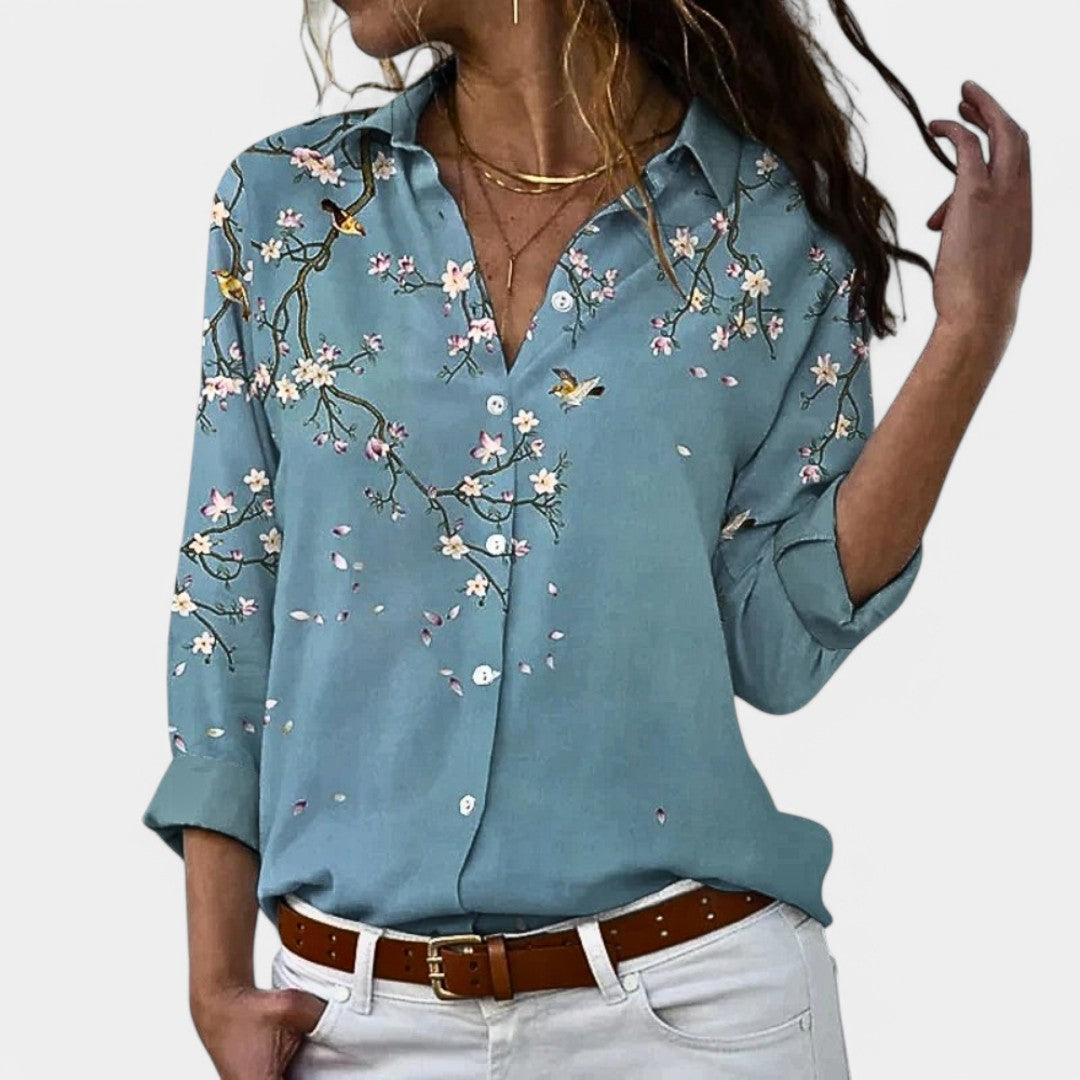 Tess | Damenbluse mit langen Ärmeln und elegantem Druck