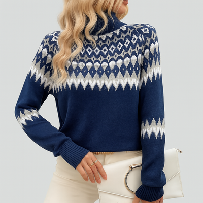 Ella | Eleganter Pullover mit geometrischem Strickmuster