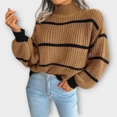 Chavala - Pullover mit hohem Kragen und Streifen