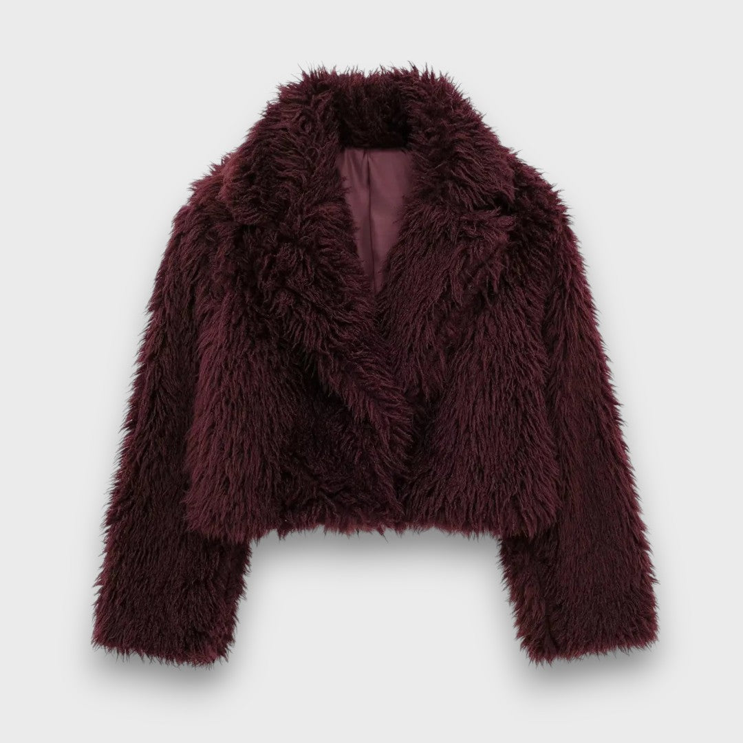 Mile – Luxuriöse Kunstpelzjacke in einem tiefen Bordeaux