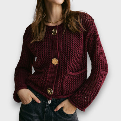 Jessa – Cardigan in Bordeauxrot