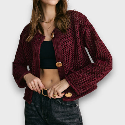 Jessa – Cardigan in Bordeauxrot