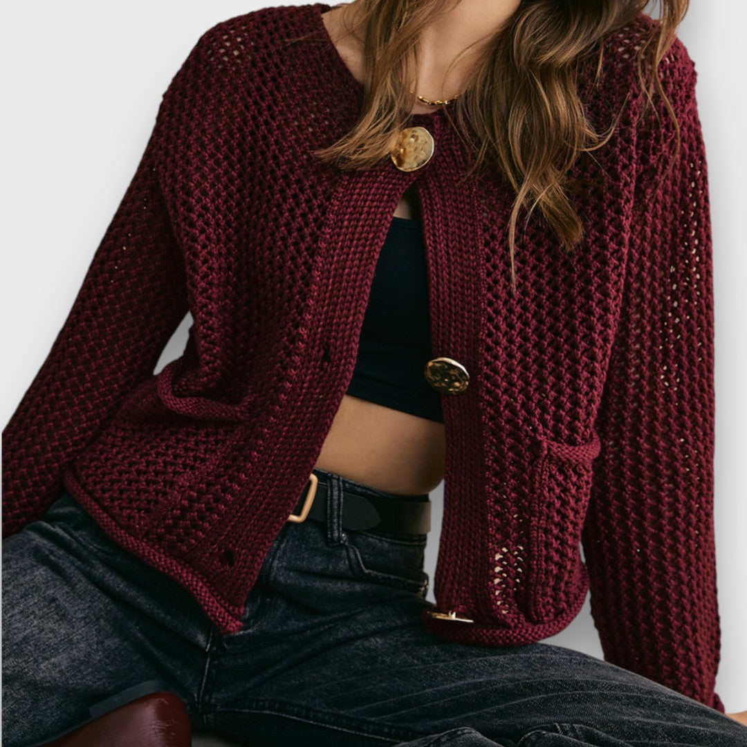 Jessa – Cardigan in Bordeauxrot