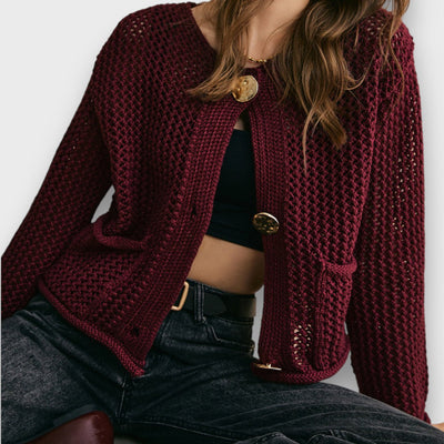Jessa – Cardigan in Bordeauxrot