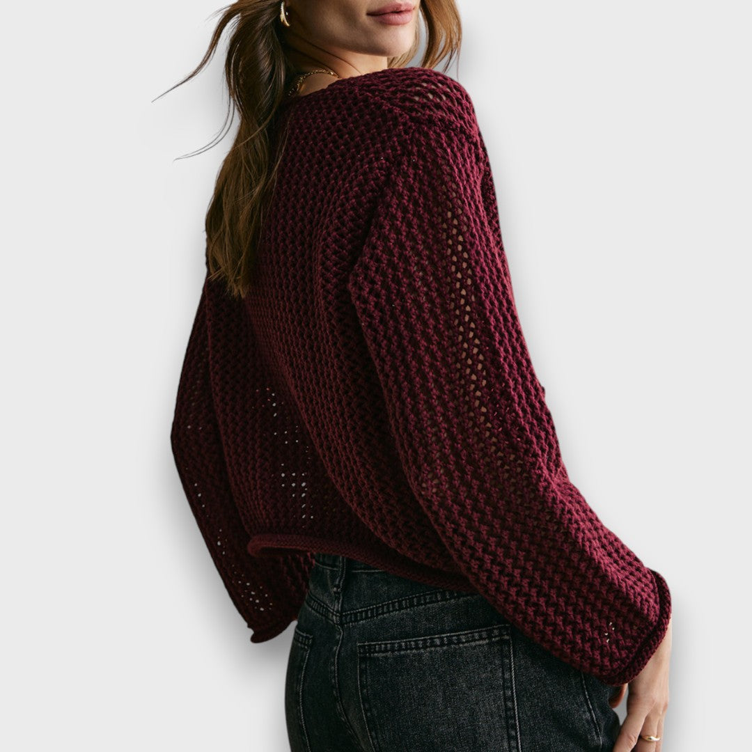 Jessa – Cardigan in Bordeauxrot