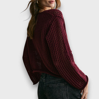 Jessa – Cardigan in Bordeauxrot