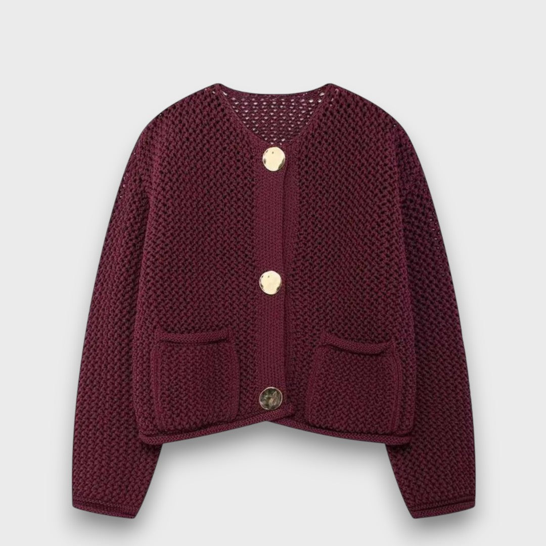 Jessa – Cardigan in Bordeauxrot