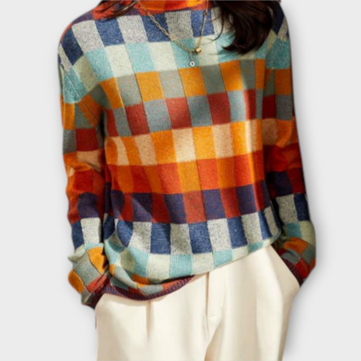 Erika - Pullover mit Stehkragen Patchwork