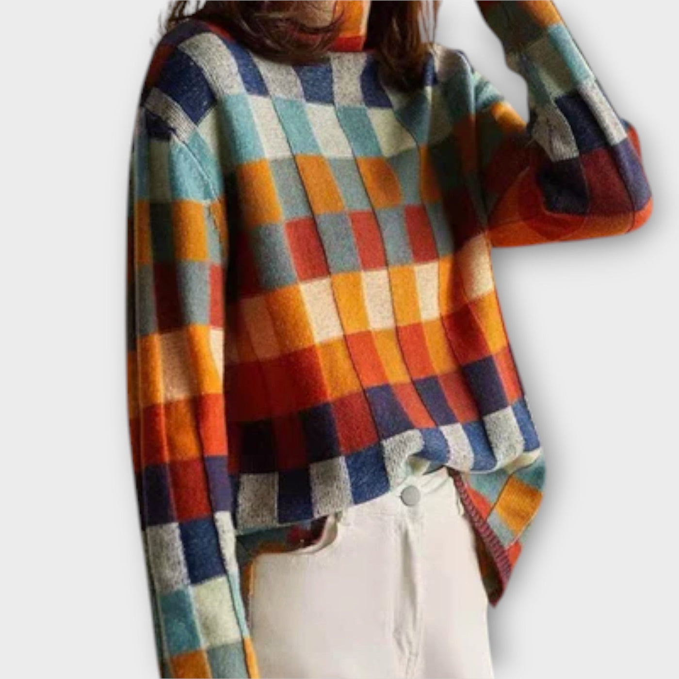 Erika - Pullover mit Stehkragen Patchwork