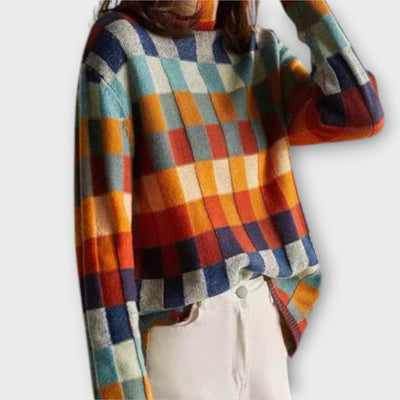 Erika - Pullover mit Stehkragen Patchwork