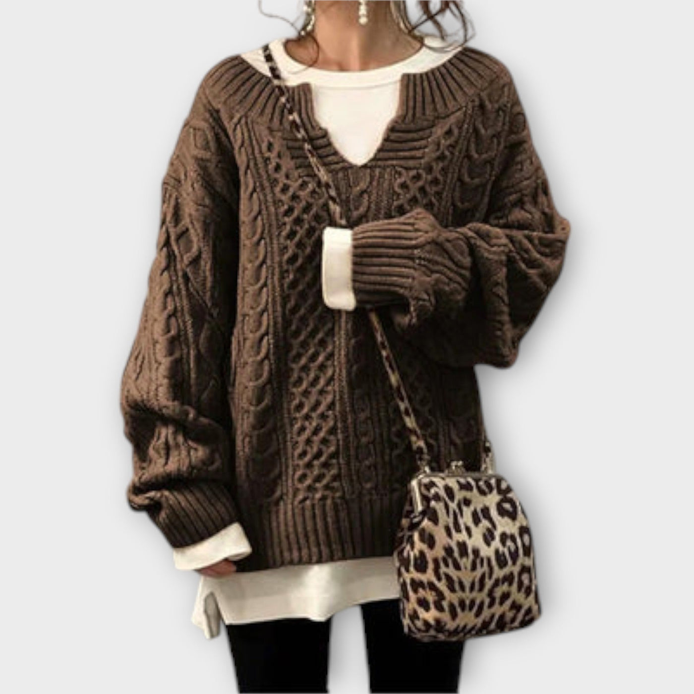 Lili - Oversized Pullover mit Zopfmuster