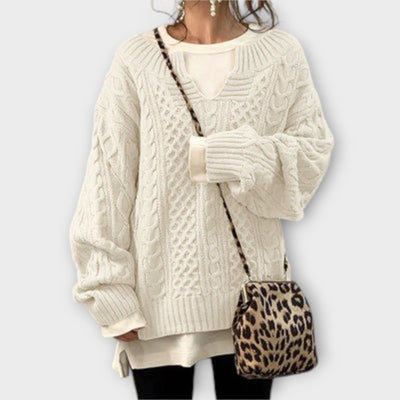Oversize Pullover mit Zopfmuster