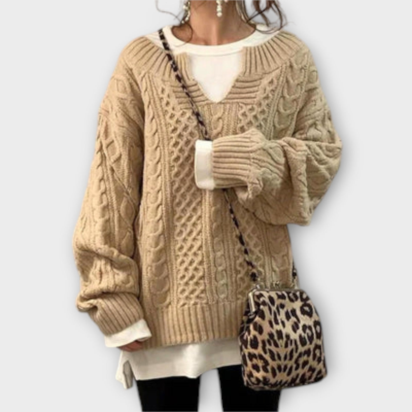 Lili - Oversized Pullover mit Zopfmuster