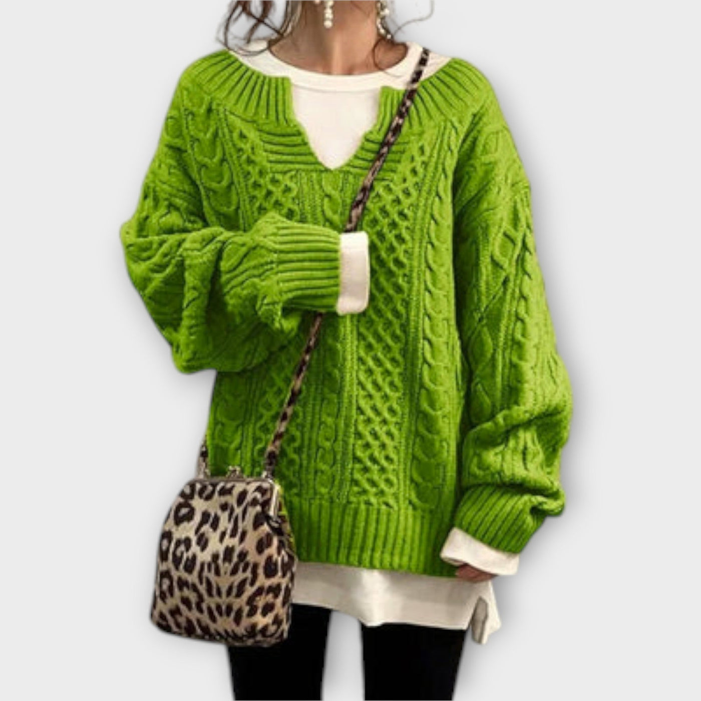 Lili - Oversized Pullover mit Zopfmuster