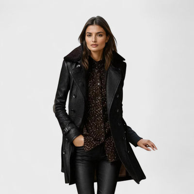 Marie - Eleganter 3/4 Mantel aus Leder