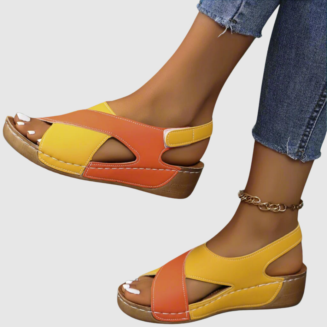 Hildegard - Bicolor Sandalen aus Leder
