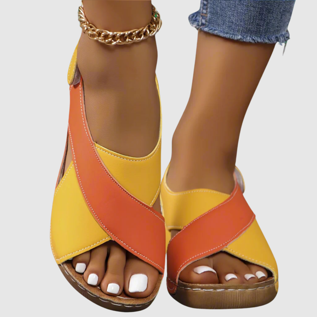 Hildegard - Bicolor Sandalen aus Leder