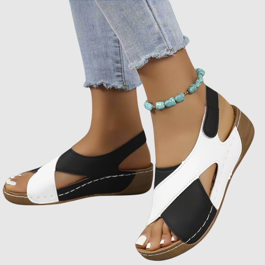Hildegard - Bicolor Sandalen aus Leder