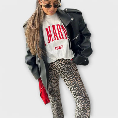 Chandra - Vintage Jeans mit Leopardenmuster