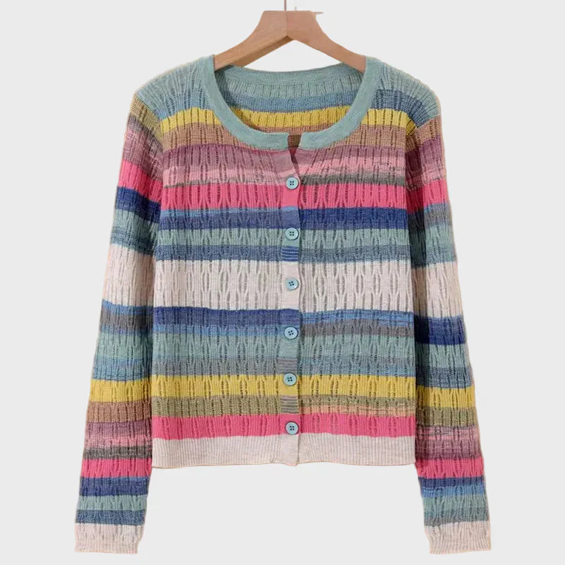 Strickjacke mit Streifenmuster im Retro-Stil