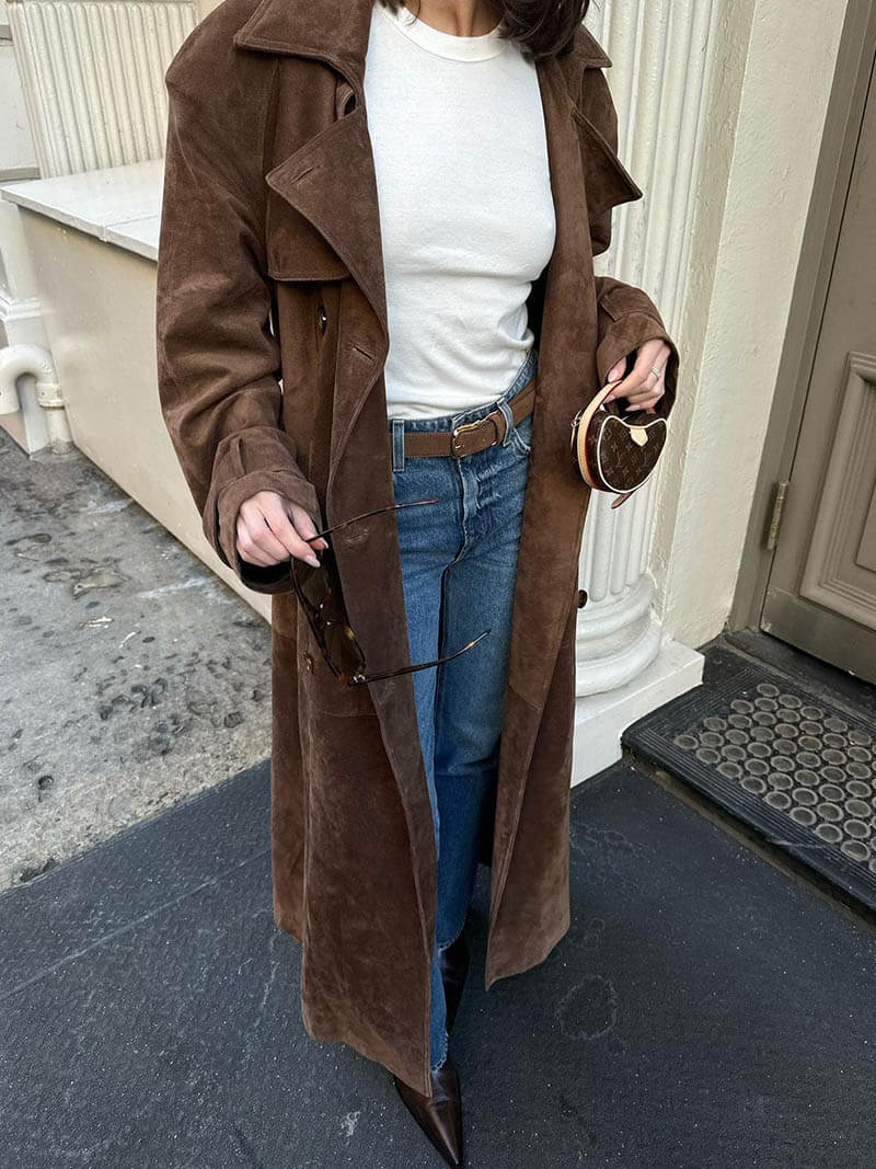 Molly Trenchcoat aus synthetischem Wildleder