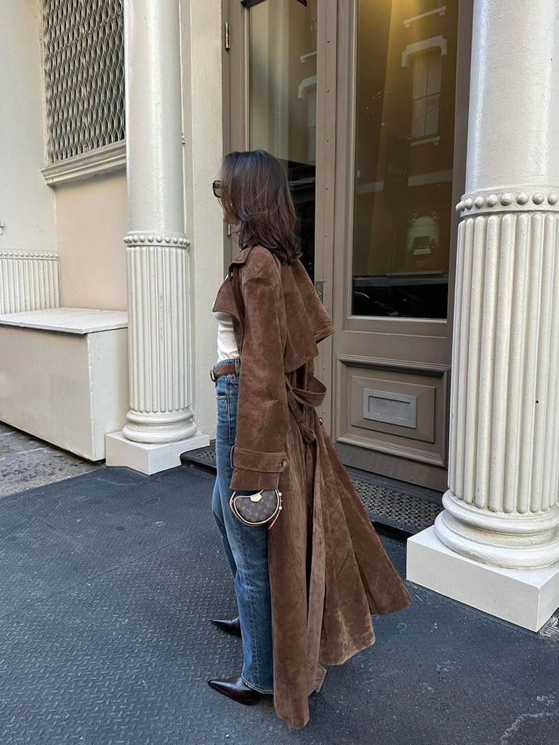 Molly Trenchcoat aus synthetischem Wildleder