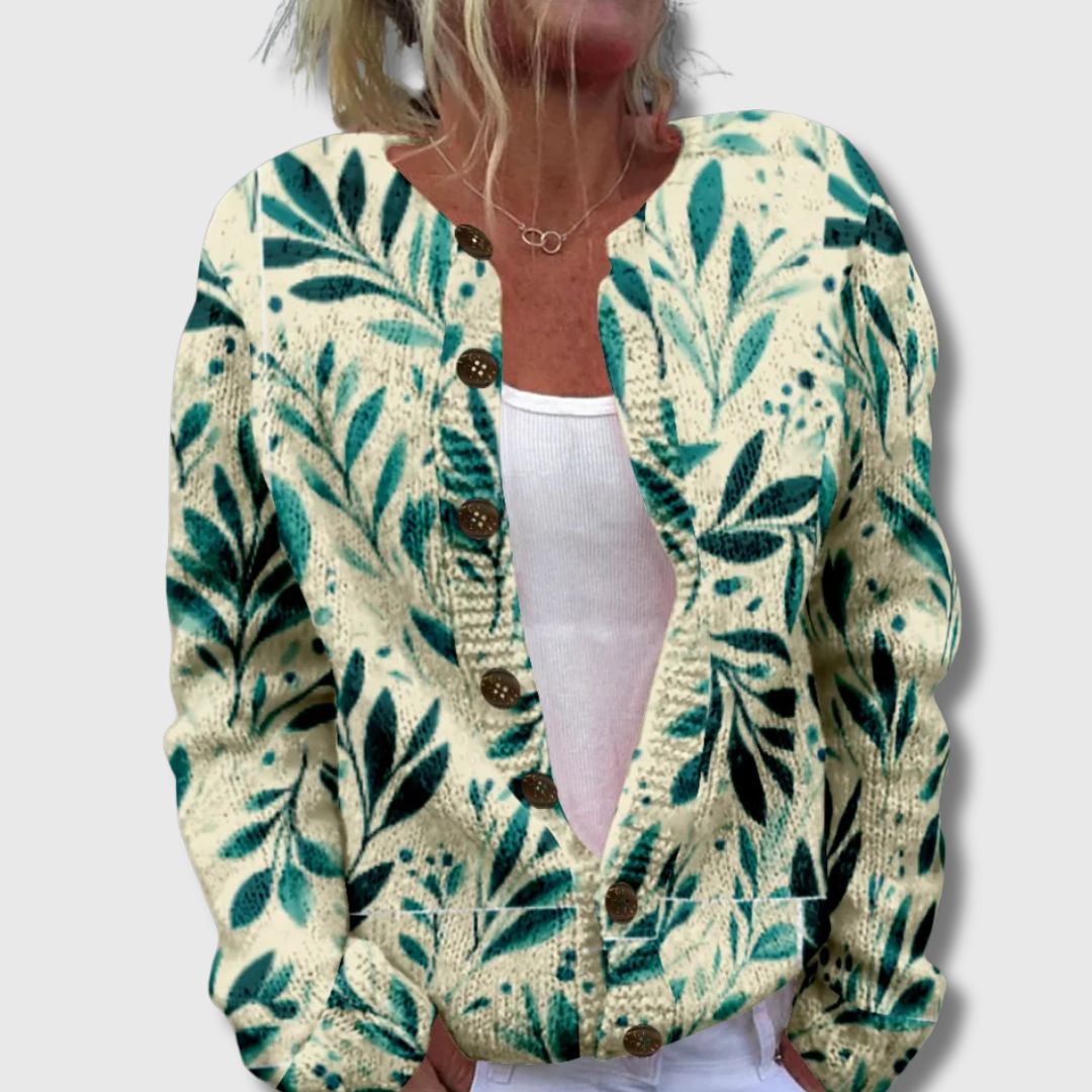 Nicolette – Eleganter Cardigan mit Blättermotiv
