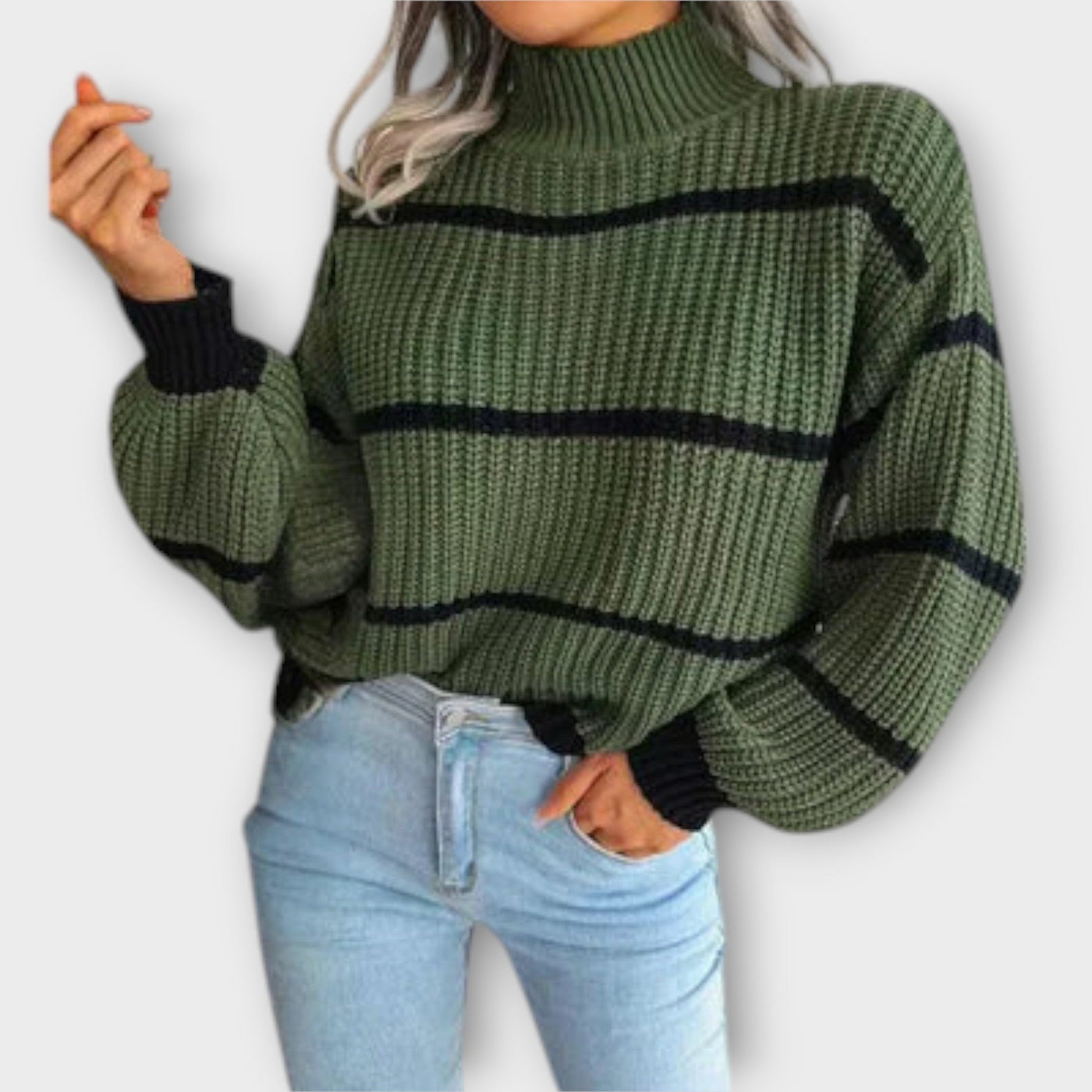 Chavala - Pullover mit Stehkragen und Streifen