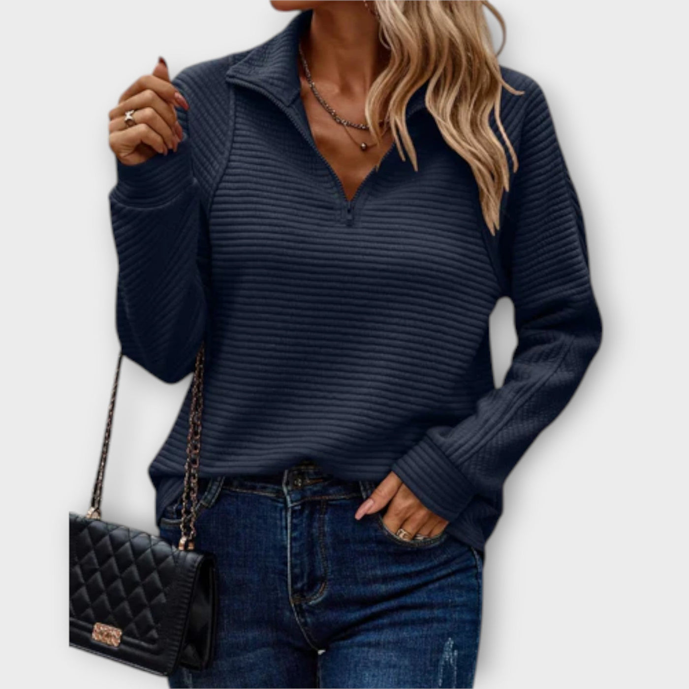 Vilja - Pullover mit halbem Reißverschluss