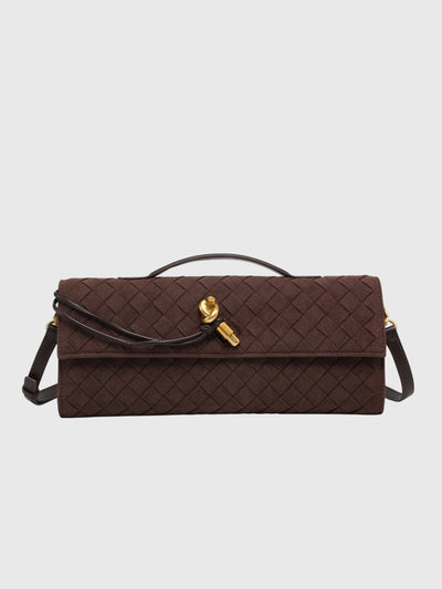 Kirsche | Clutch aus luxuriösem Wildleder Intrecciato