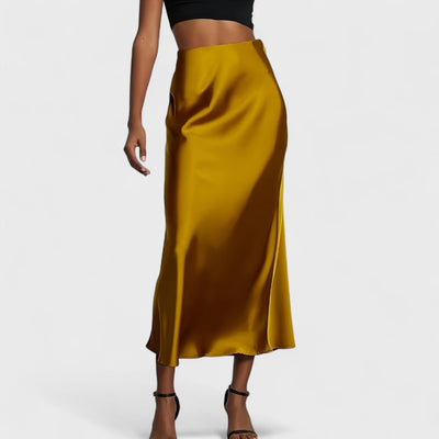 Sasha - Midi-Rock aus Satin mit hoher Taille für Damen