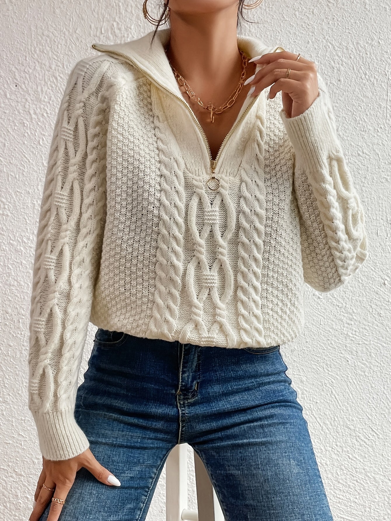 Harlow – Strickpullover mit Zipperkragen