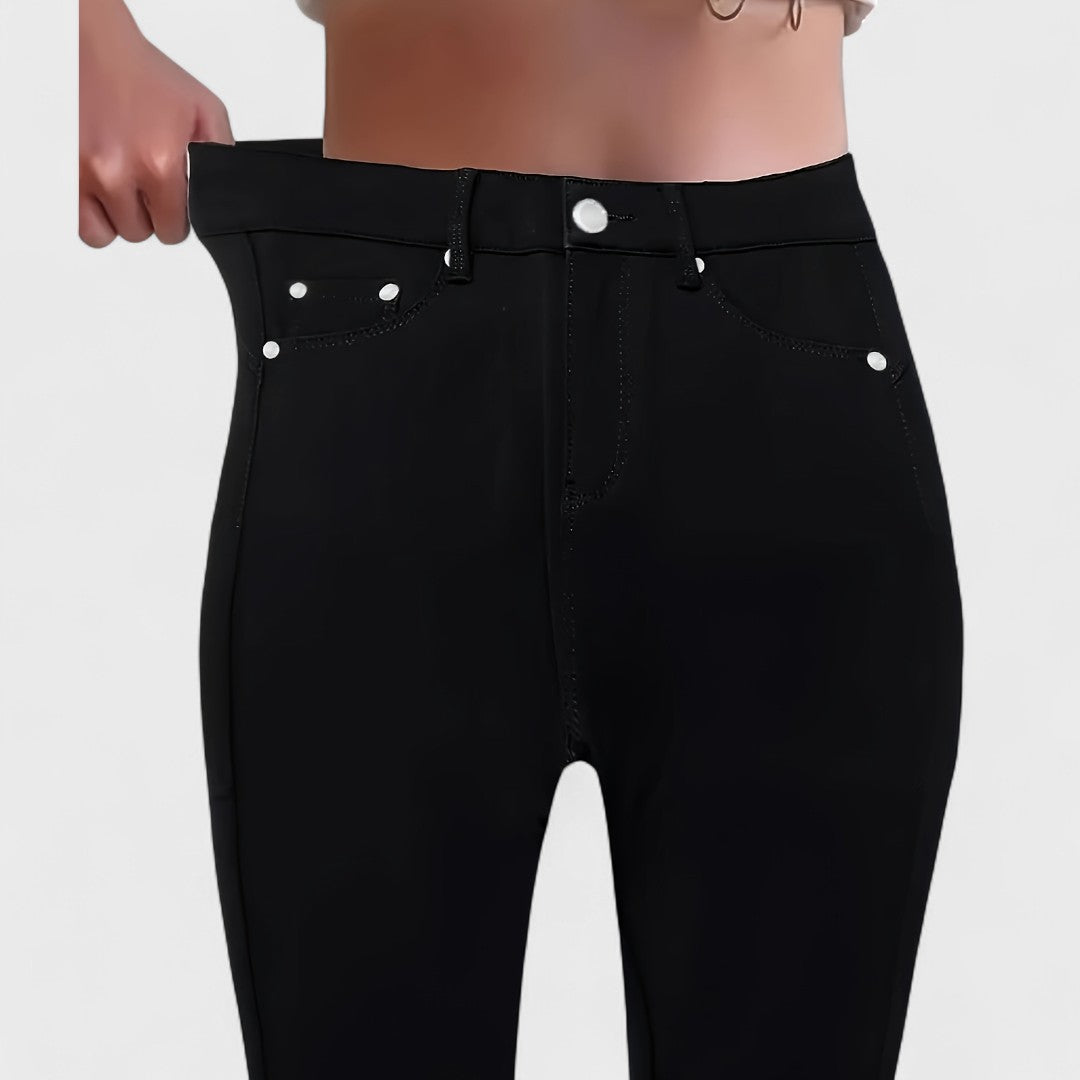 Floriale - Schwarze High-Waist-Denim-Jeans für Damen