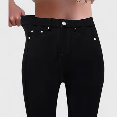 Floriale - Schwarze High-Waist-Denim-Jeans für Damen