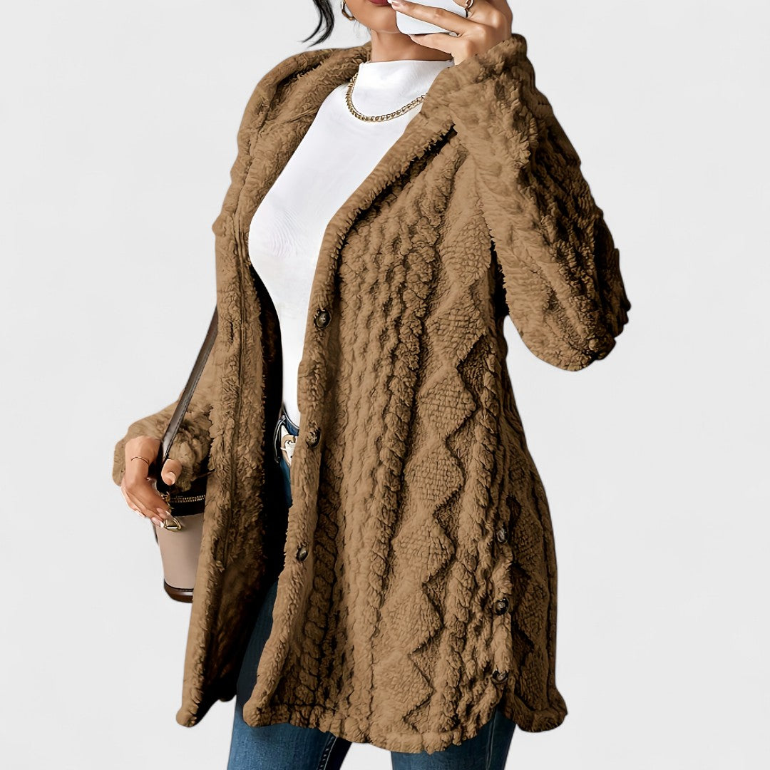 Katerina - Cardigan Mantel mit Kapuze Warm