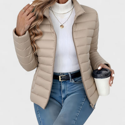 Philipa - Elegante lange Jacke mit hohem Kragen
