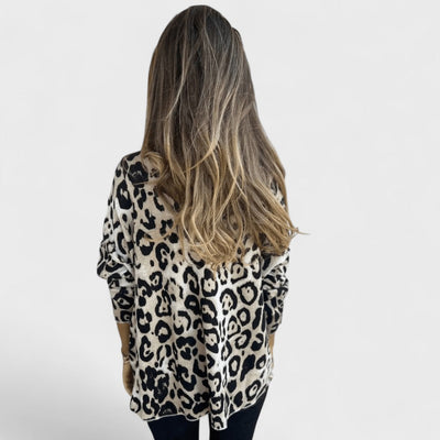 Elvéra - Damen Casual Top mit Leopardenmuster