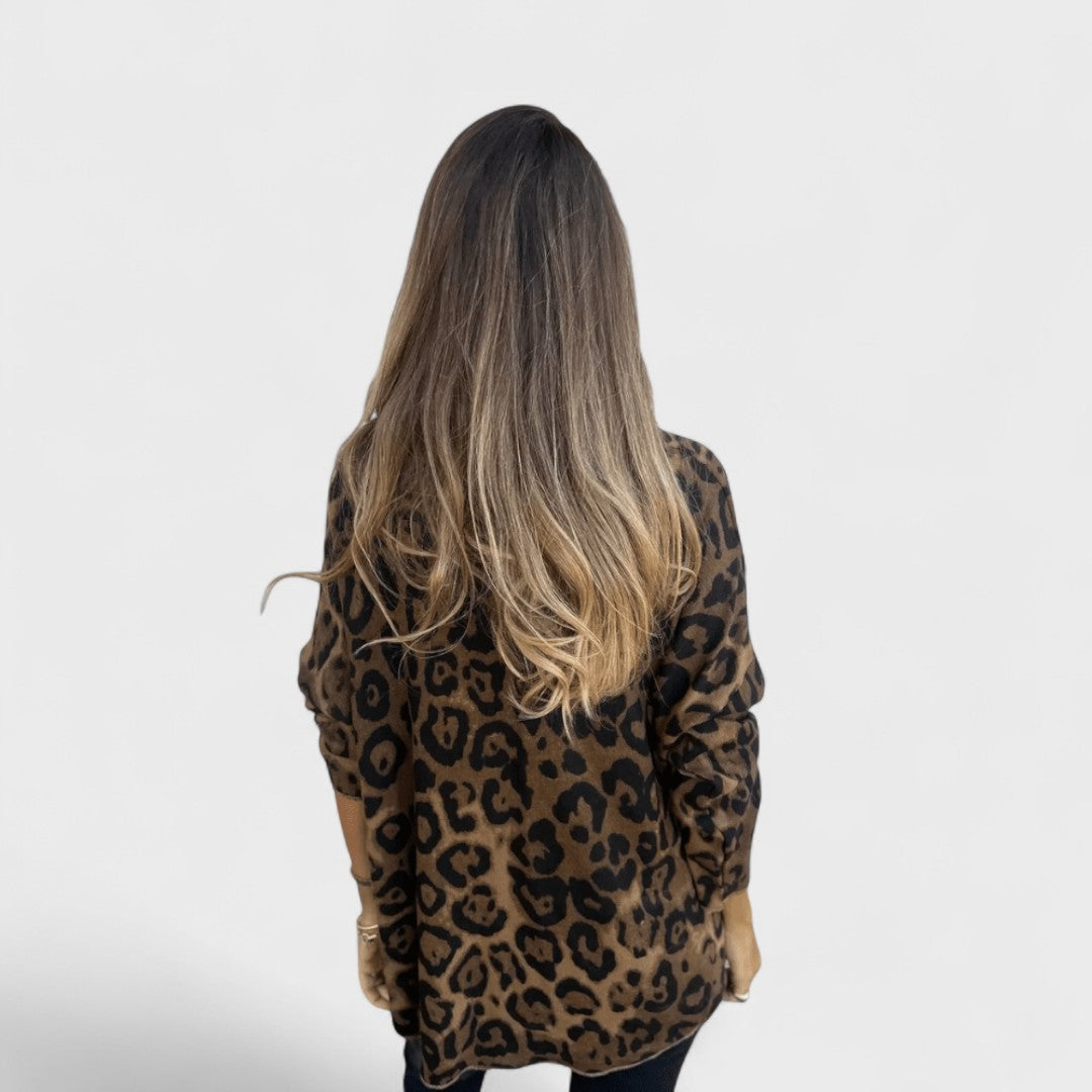 Elvéra - Damen Casual Top mit Leopardenmuster