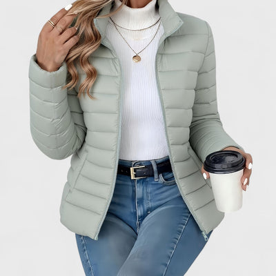Philipa - Elegante lange Jacke mit hohem Kragen