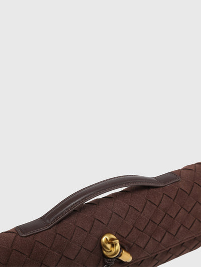 Kirsche | Clutch aus luxuriösem Wildleder Intrecciato