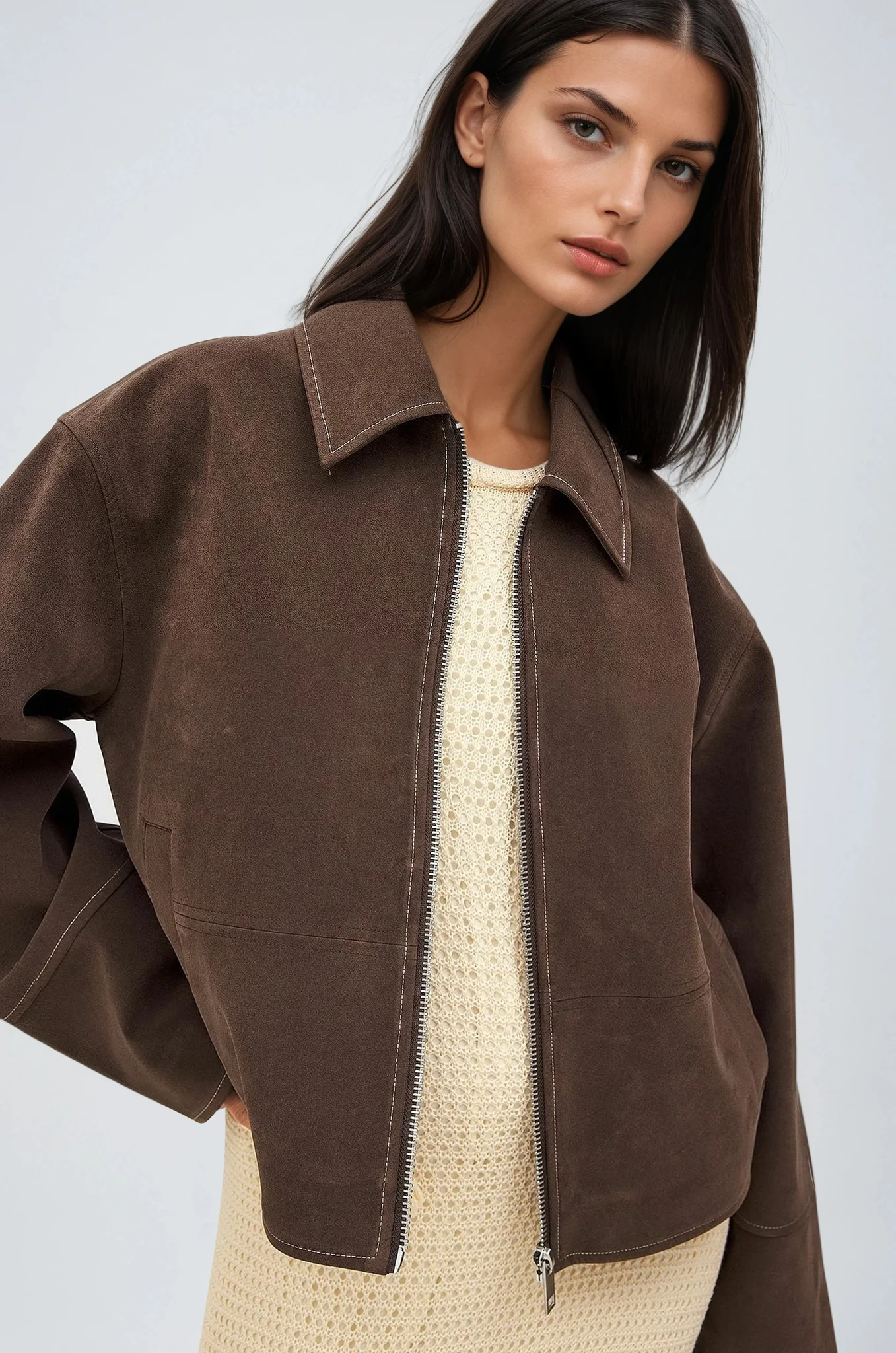 VALIRA Fleecejacke aus Kunstwildleder