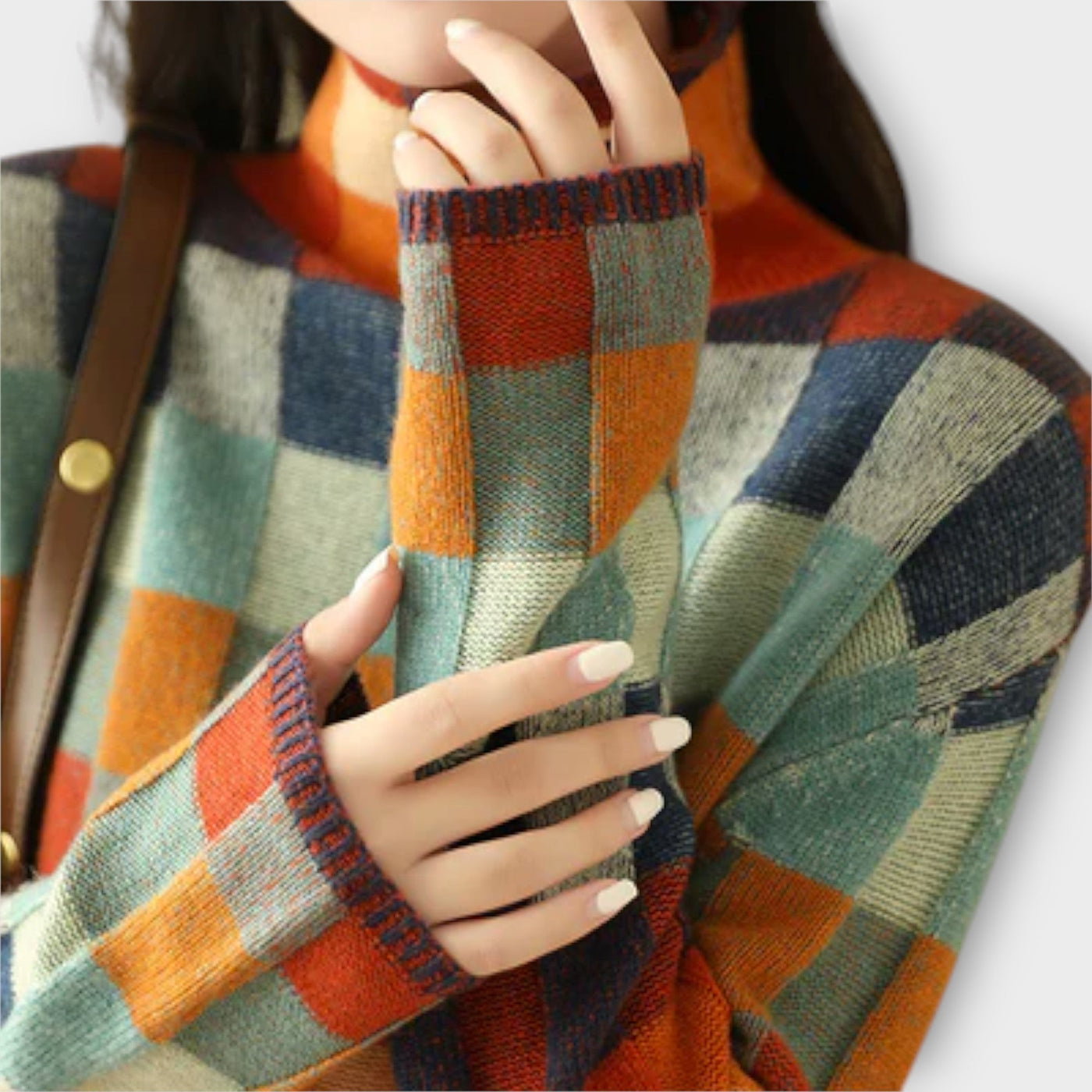 Erika - Pullover mit Stehkragen Patchwork