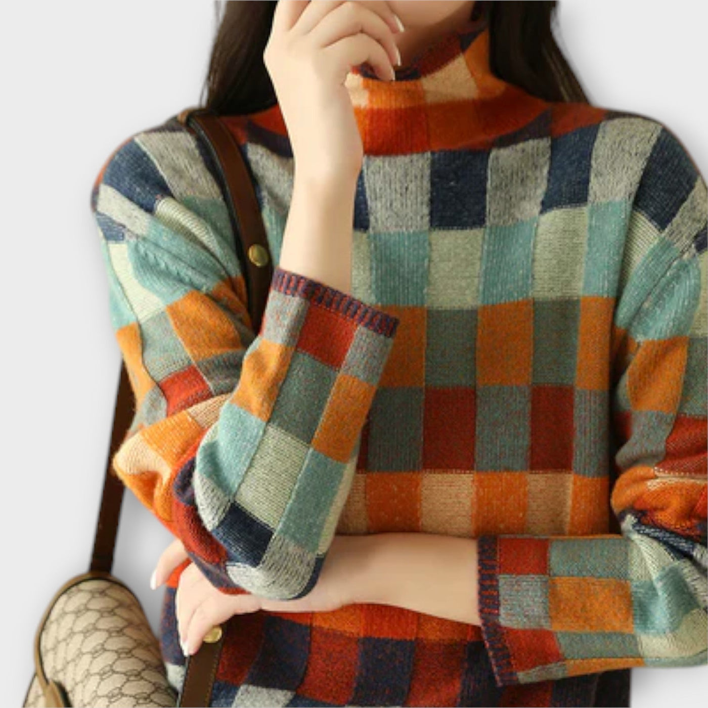 Erika - Pullover mit hohem Kragen Patchwork