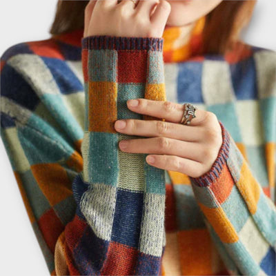 Erika - Pullover mit hohem Kragen Patchwork