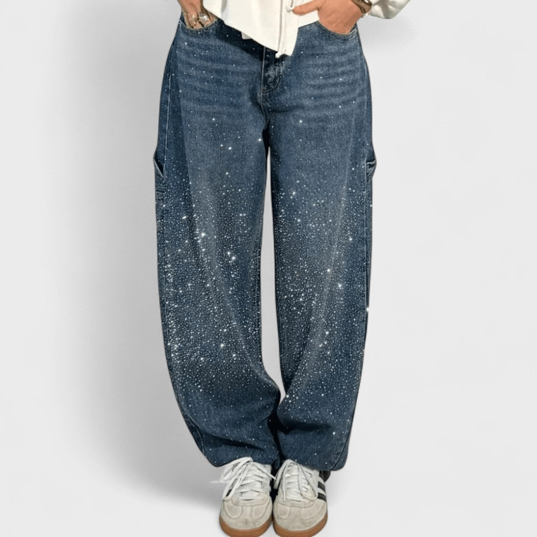 Julia - Modische Carpenter-Jeans im Ballonstil mit Glitzer