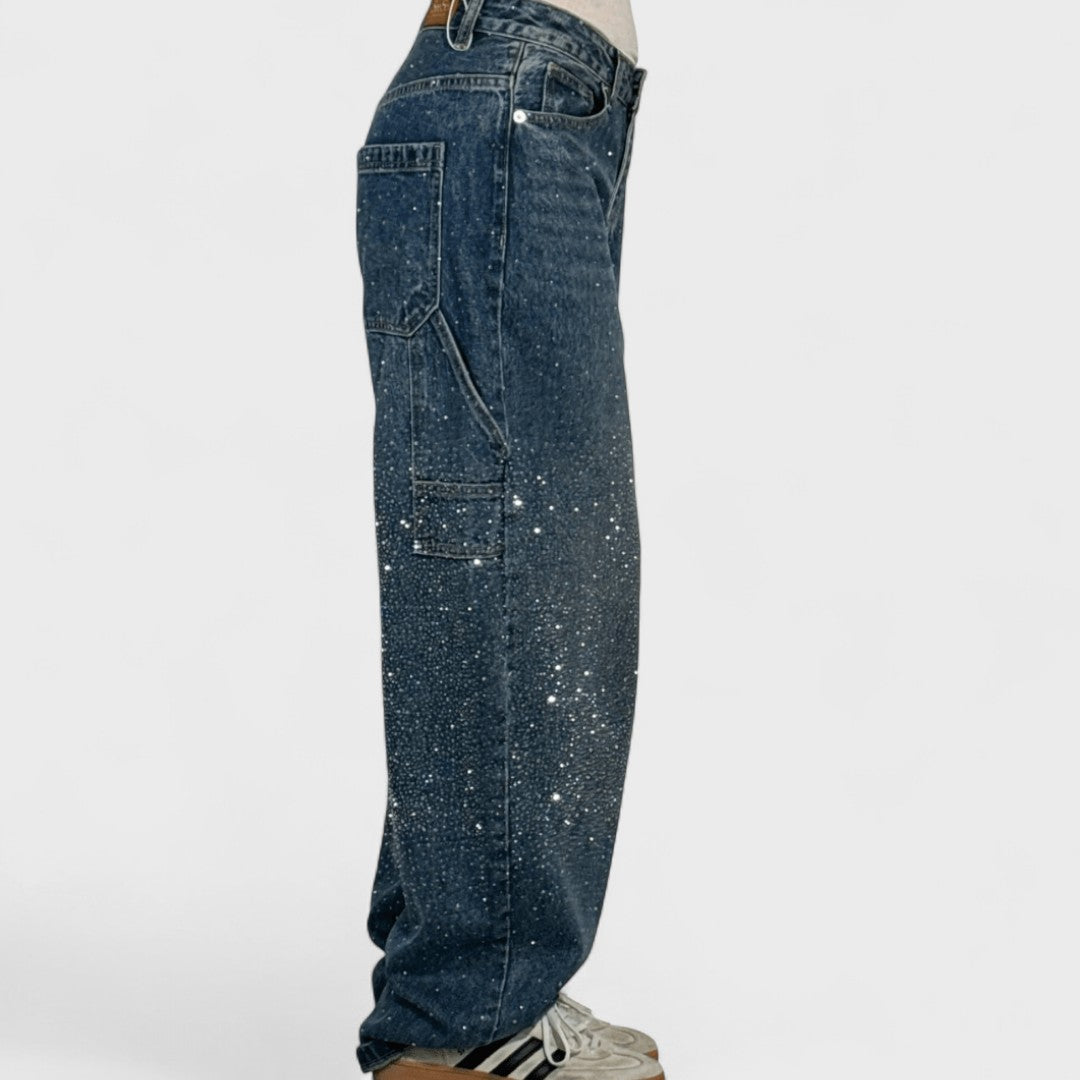 Julia - Modische Carpenter-Jeans im Ballonstil mit Glitzer